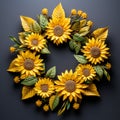 Ultra Detailed Sunflower Wreath Paper Sculpture