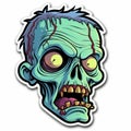 Ultra Detailed Zombie Head Sticker With Luminous Shadowing For Halloween