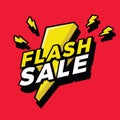 Ultra Dynamic 3D Flash Sale Sign With Bright Yellow Lightening Bolt.