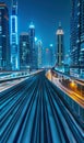 ultra fast railway train blurred motion perspective, speed and dynamics of big city, urban car traffic concept, creative Royalty Free Stock Photo