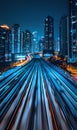 ultra fast railway train blurred motion perspective, speed and dynamics of big city, urban car traffic concept, creative Royalty Free Stock Photo