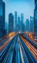 ultra fast railway train blurred motion perspective, speed and dynamics of big city, urban car traffic concept, creative Royalty Free Stock Photo