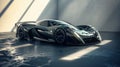 ultra futuristic black hypercar with high gloss paint