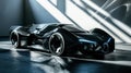 ultra futuristic black hypercar with high gloss paint