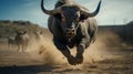 Ultra Hd Bull Running Stock Photo With Ominous Vibe And Western-style Portraits