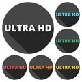 Ultra HD icons set with long shadow Royalty Free Stock Photo