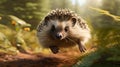 Ultra Hd Photorealistic Rendering Of Hedgehog Running In Forest