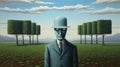Ultra Hd Realistic Painting Of Surreal Conservationist Background By Magritte Royalty Free Stock Photo