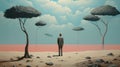 Ultra Hd Realistic Painting Of Surreal Conservationist Background By Magritte Royalty Free Stock Photo