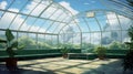 Ultra Hd Realistic Painting Of Surreal Greenhouse Background By Magritte