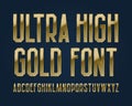 Ultra high gold font. Isolated english alphabet