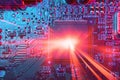 Ultra high speed data digital microprocessor computer nano chip on circuit board technology image concept