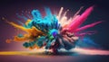 Ultra high speed photography of a color explosion