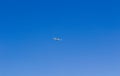 Ultra light, cessna plane with prolonge rope on blue sky. Sport, transportation background