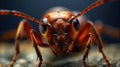 Ultra macro ant portrait shot, detailed close-up image of ant\'s face, generative ai