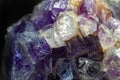 Ultra macro close up of a natural purple Amethyst quartz crystal cluster Royalty Free Stock Photo