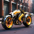 Ultra-Minimal Cyberpunk Ride: Armored Cyberpunk Motorcycle with an Ultra-Futuristic Design, Inspired by Nintendo 64 Aesthetics