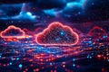 Ultra modern cloud computing with glowing AI security layers high resolution futuristic concept, Generated AI Royalty Free Stock Photo