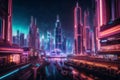 Ultra-Modern Futuristic Cityscape, created with Generative AI technology