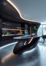 Ultra modern kitchen with smart appliances and high tech features futuristic lighting Royalty Free Stock Photo
