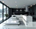 Ultra-modern kitchen with smart appliances and sleek Royalty Free Stock Photo