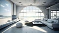 ultra modern living room beach house interior . Ai generative Royalty Free Stock Photo