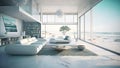 ultra modern living room beach house interior . Ai generative Royalty Free Stock Photo