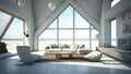 ultra modern living room beach house interior . Ai generative Royalty Free Stock Photo