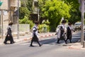 Ultra-orthodox Hassidic Jewish men in Tel Aviv, Israel