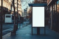Blank City Bus Stop Billboard in Urban Setting Royalty Free Stock Photo