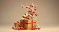 Ultra-realistic Apricot Decoration With Red Berry And Tiny Gift Box