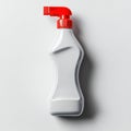 Ultra-realistic bleach bottle with red cap on plain white background Royalty Free Stock Photo