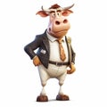 Ultra Realistic Cartoon Cow In Suit Inventive Character Design