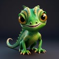 Ultra-realistic Chameleon 3d Nft Design With Big Cute Eyes