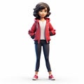 Ultra Realistic 3d Render Of Camila, A Youthful Cartoon Character In Red Jacket