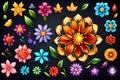 ultra-realistic 3D-rendered floral pattern on a sleek black backdrop