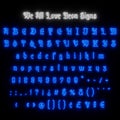 Neon Alphabet and Numbers - Blue Color - Mirrorster Regular Typeface