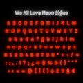 Neon Alphabet and Numbers - Red Color - Palmilla Medium Typeface