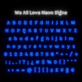 Neon Alphabet and Numbers - Blue Color - Palmilla Medium Typeface