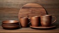 Ultra Realistic Handmade Wooden Utensils and Plates AI Generated