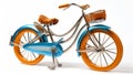 Ultra Realistic Orange And Blue Toy Bicycle With Seat