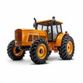 Ultra Realistic Orange Tractor Isolated On White Background