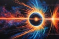 Ultra-Realistic Painting: Cosmic Ignition with Sparks of Light and Ripples of Energy