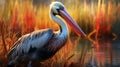 Realistic Pelican Portrait In Romantic Landscape With Zbrush Rendering
