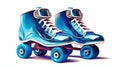 Ultra Realistic Roller Skating Shoes In Blue Color On Wheels Royalty Free Stock Photo