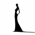 Ultra Realistic Silhouette Of Woman In Long Black Dress