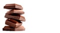 Ultra-Realistic Stack of Five Milk and Dark Chocolate Squares on Transparent Background Royalty Free Stock Photo