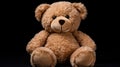 Brown Teddy Bear Sitting On Black Background - Travis Louie Style