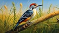 Colorful Cartoon Bird Painting In Realistic Hyper-detailed Rendering