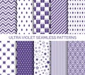 Ultra violet color seamless patterns Royalty Free Stock Photo